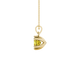 Yellow cushion cut gemstone solitaire pendant in gold featuring a refined six-prong basket setting