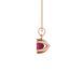 Red cushion cut gemstone solitaire pendant in gold featuring a refined six-prong basket setting
