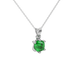 Green cushion cut gemstone solitaire pendant in gold featuring a refined six-prong basket setting