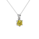 Yellow cushion cut gemstone solitaire pendant in gold featuring a refined six-prong basket setting