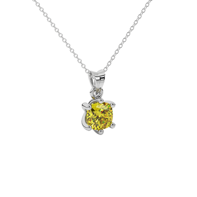 canary yellow gemstone solitaire pendant in white gold