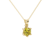 Yellow cushion cut gemstone solitaire pendant in gold featuring a refined six-prong basket setting