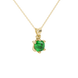 Green cushion cut gemstone solitaire pendant in gold featuring a refined six-prong basket setting