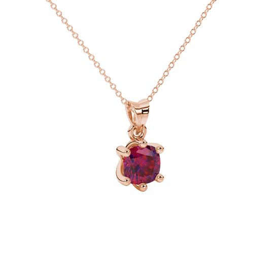 raspberry red gemstone solitaire pendant in rose gold
