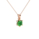Green cushion cut gemstone solitaire pendant in gold featuring a refined six-prong basket setting