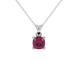 Red cushion cut solitaire gemstone pendant in yellow gold four-prong setting