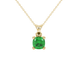Green cushion cut solitaire gemstone pendant in white gold four-prong setting