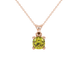 Yellow cushion cut solitaire gemstone pendant in rose gold four-prong setting