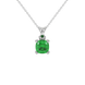 Green cushion cut solitaire gemstone pendant in white gold four-prong setting