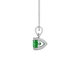 Green cushion cut solitaire gemstone pendant in white gold four-prong setting