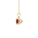 Red cushion cut solitaire gemstone pendant in yellow gold four-prong setting