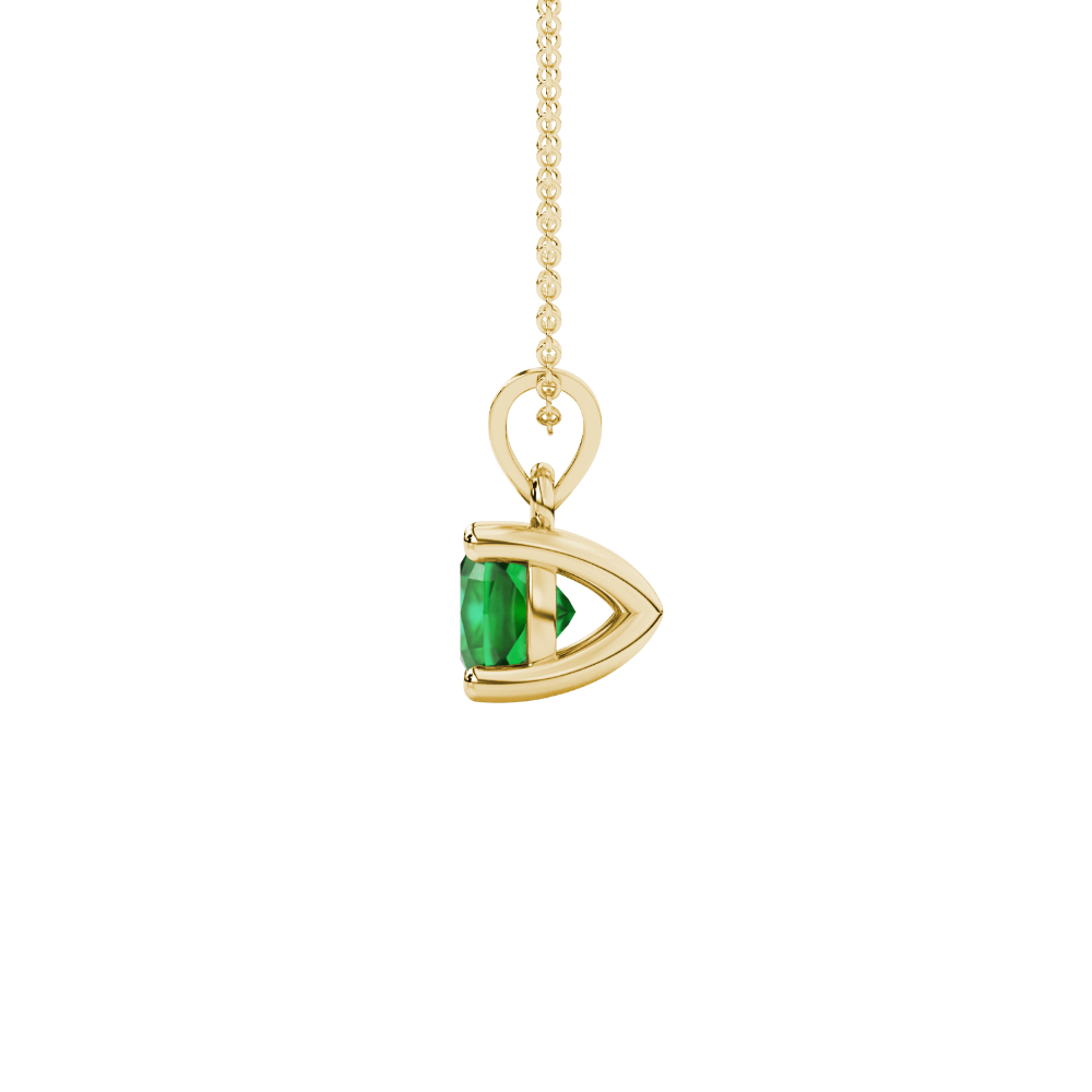 Green cushion cut solitaire gemstone pendant in white gold four-prong setting