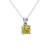 Yellow cushion cut solitaire gemstone pendant in rose gold four-prong setting