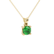 Green cushion cut solitaire gemstone pendant in white gold four-prong setting