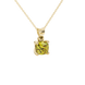 Yellow cushion cut solitaire gemstone pendant in rose gold four-prong setting