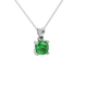 Green cushion cut solitaire gemstone pendant in white gold four-prong setting