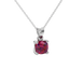 Red cushion cut solitaire gemstone pendant in yellow gold four-prong setting