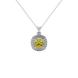 Yellow cushion cut gemstone double halo pendant in rose gold