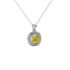 Yellow cushion cut gemstone double halo pendant in rose gold