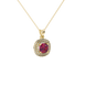 Red cushion cut gemstone double halo pendant in rose gold