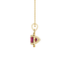 Red cushion cut gemstone halo pendant with diamond accents in gold