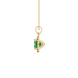 Green cushion cut gemstone halo pendant with diamond accents in gold