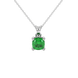 Green cushion cut solitaire gemstone pendant in gold with classic four prong setting