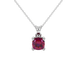 Red cushion cut solitaire gemstone pendant in gold with classic four prong setting