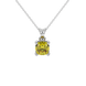 Yellow cushion cut solitaire gemstone pendant in gold with classic four prong setting