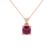 Red cushion cut solitaire gemstone pendant in gold with classic four prong setting