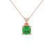 Green cushion cut solitaire gemstone pendant in gold with classic four prong setting