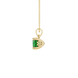 Green cushion cut solitaire gemstone pendant in gold with classic four prong setting