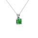 Green cushion cut solitaire gemstone pendant in gold with classic four prong setting