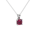 Red cushion cut solitaire gemstone pendant in gold with classic four prong setting
