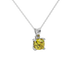 Yellow cushion cut solitaire gemstone pendant in gold with classic four prong setting