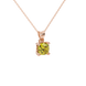 Yellow cushion cut solitaire gemstone pendant in gold with classic four prong setting