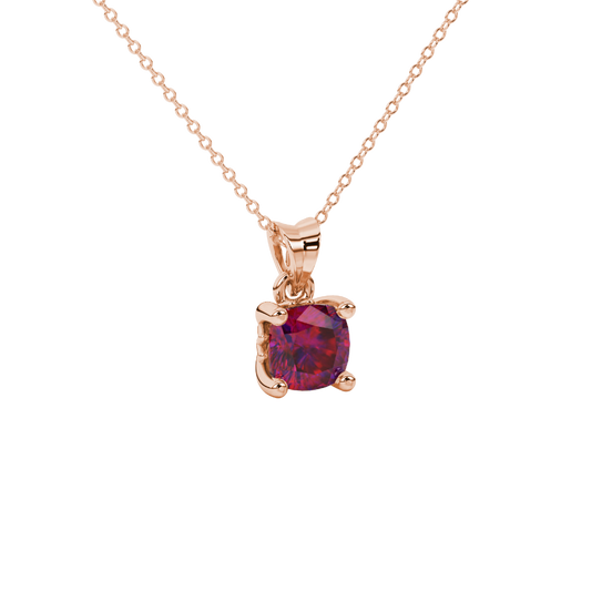 raspberry red gemstone solitaire pendant in rose gold
