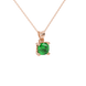 Green cushion cut solitaire gemstone pendant in gold with classic four prong setting
