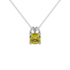Yellow cushion cut gemstone pendant with diamond accent basket setting in rose gold