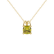 Yellow cushion cut gemstone pendant with diamond accent basket setting in rose gold