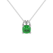Green cushion cut gemstone pendant with diamond accent basket setting in rose gold
