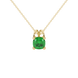 Green cushion cut gemstone pendant with diamond accent basket setting in rose gold