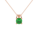 Green cushion cut gemstone pendant with diamond accent basket setting in rose gold