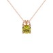 Yellow cushion cut gemstone pendant with diamond accent basket setting in rose gold