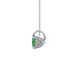 Green cushion cut gemstone pendant with diamond accent basket setting in rose gold