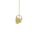 Yellow cushion cut gemstone pendant with diamond accent basket setting in rose gold