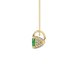 Green cushion cut gemstone pendant with diamond accent basket setting in rose gold