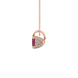 Red cushion cut gemstone pendant with diamond accent basket setting in rose gold