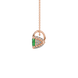 Green cushion cut gemstone pendant with diamond accent basket setting in rose gold