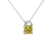 Yellow cushion cut gemstone pendant with diamond accent basket setting in rose gold